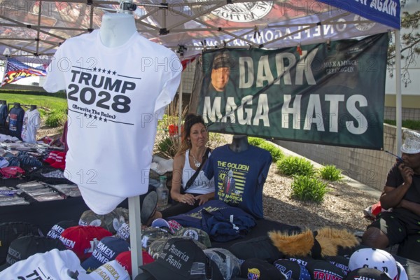 Warren, Michigan USA - 29 April 2025 - A t-shirt on sale outside a President Donald Trump rally promotes a third term for Trump in 2028. The U.S. Constitution does not allow anyone to be elected for a third time, so the shirt suggests a rules change