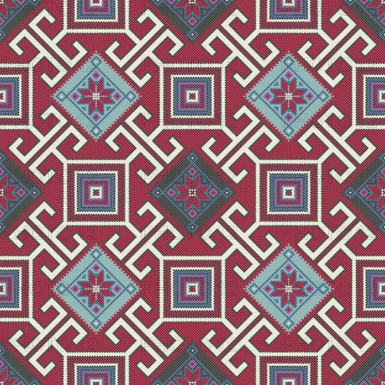 Traditional Georgian folk art embroidery vector pattern