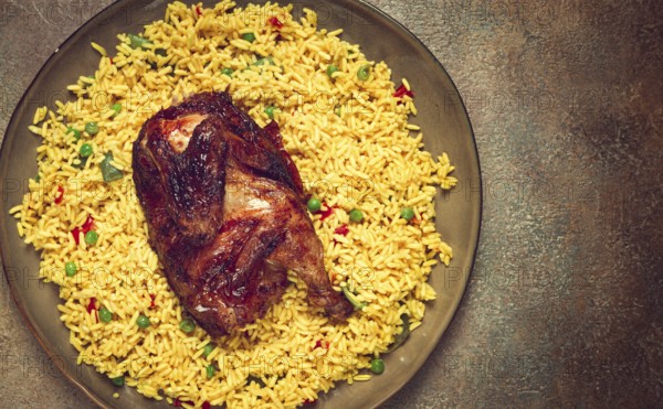Kabsa, rice with chicken, Saudi Arabian dish, national dish, homemade, no people
