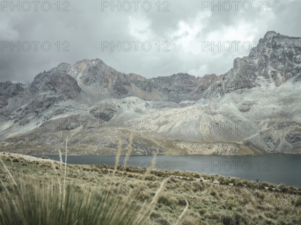 Landscape in the Andean highlands near Laguna Huacracocha, Ticlio, Peru