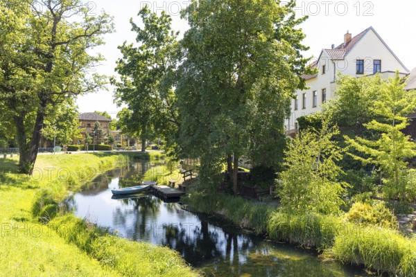 Moat of the former town fortifications, Delitzsch, Saxony, Germany