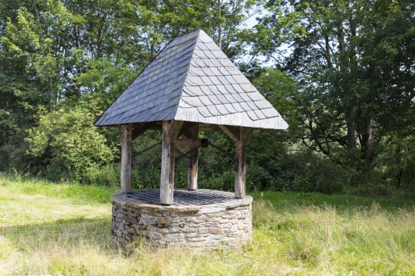 Covered fountain in the former monastery in Grünhain, Grünhain-Beierfeld, Erzgebirge, Saxony, Germany