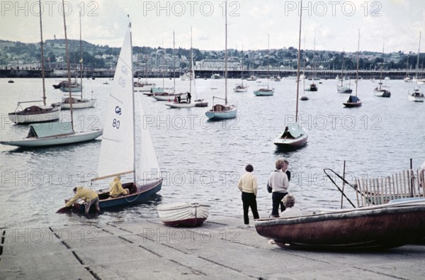 Sailing boats, Torquay, Devon, England, UK September 1960