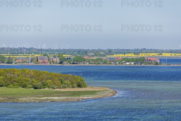 View from the lighthouse to Orth, sea, Flügge, Fehmarn, Schleswig-Holstein, Germany