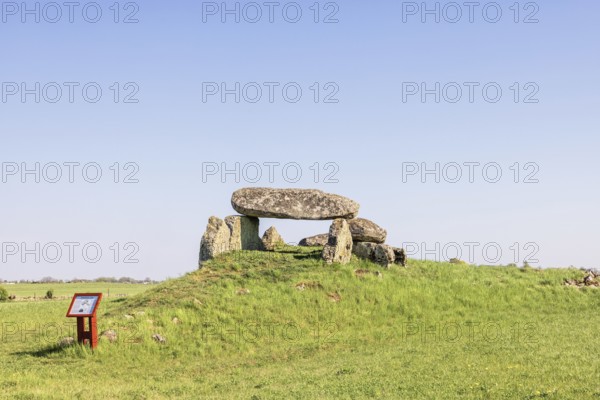 Luttra Passage grave on a hill from the Neolithic Age a famous landmark on the swedish countryside, Luttra, Falköping, Sweden