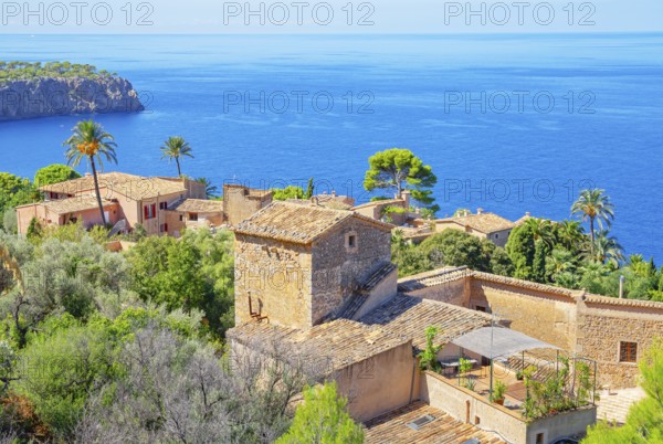 Lluc Alcari village, high angle view, Mallorca, Balearic Islands, Spain