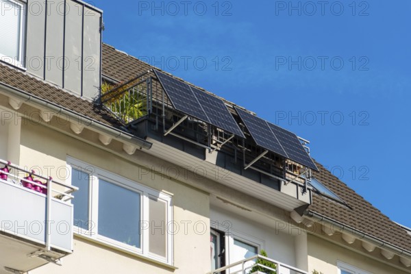 Balcony power station on a balcony of an attic flat in Düsseldorf, Germany