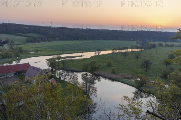 Landscape with Freiberger Mulde and Buch Monastery, Leisnig, Saxony, Germany