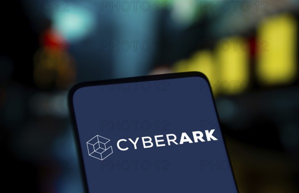 Cyberark logo is displayed on smartphone. CyberArk Software Ltd. is an Israeli publicly traded information security company
