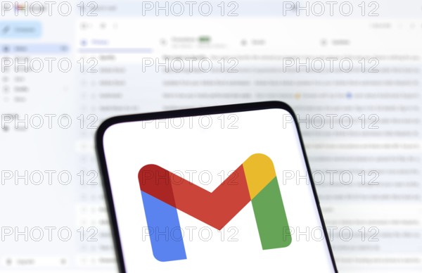 Google Gmail logo is displayed on smartphone