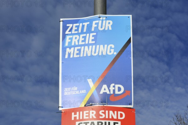 Heidelberg, Germany - January 25th 2025: Poster for federal parliament election 'Bundestagswahl' 2025 with advertisements for far right political party AfD