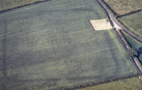 Series of oblique aerial photographs of Roman sites associated with Hadrian's Wall, c. 1970s Early Hadrian's fort, Burgh by Sands from the south, Cumbria, England, UK
