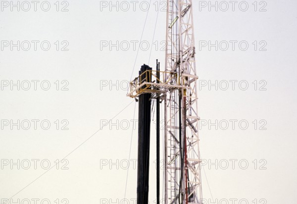 Oil industry in the Dhahran area, Saudi Arabia, oil rig exploration in the Arabian desert 1979