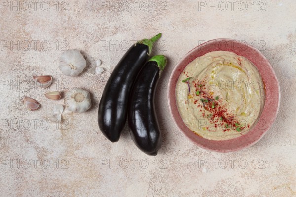 Babaganoush, eggplant appetizer, traditional Lebanese cuisine, homemade, no people