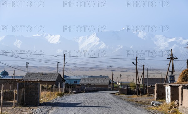 Sary Mogul village, snow-capped mountains, Pamir Mountains, high mountains, Transalai Range, Alay District, Kyrgyzstan
