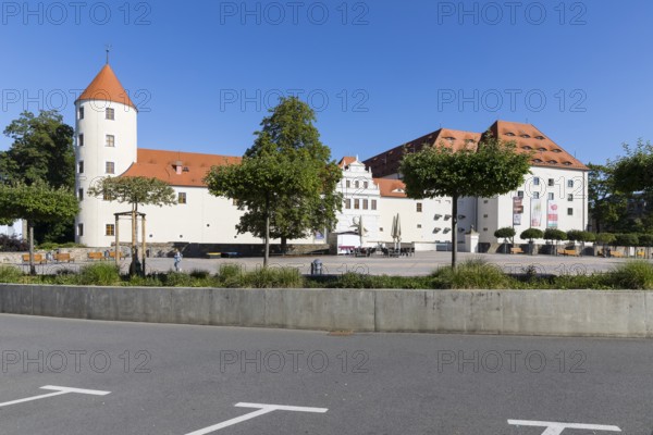 Schlossplatz with Freudenstein Castle, Freiberg, Saxony, Germany