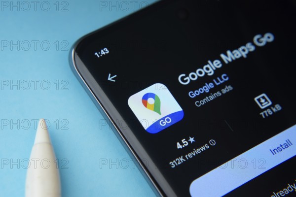 The Google maps go app from Google Playstore is displayed on a smartphone screen
