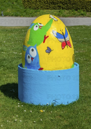 Easter eggs, public Easter decoration in Tomelilla, Skåne County, Sweden, Scandinavia