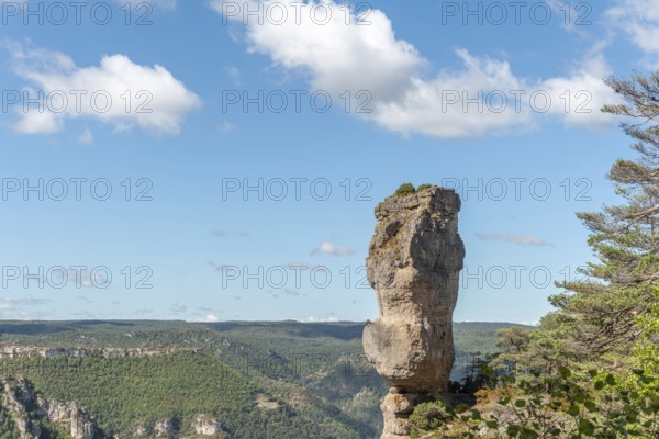 The vase of Sevres, spectacular rock in the Jontes Gorges. Le Rozier, Lozere, france