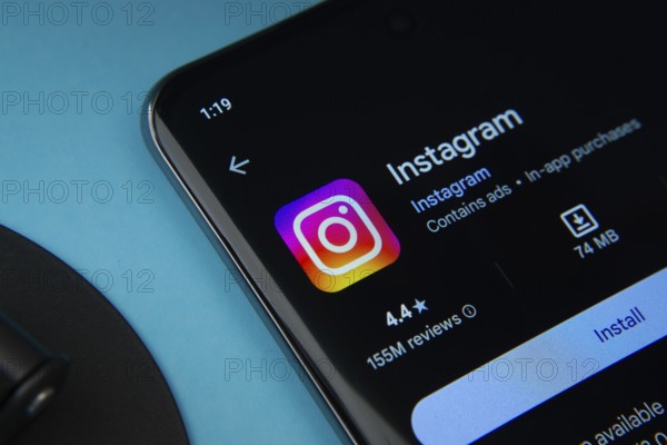 Dhaka, Bangladesh- 17 March 2025: The instagram app from Google Playstore is displayed on a smartphone screen