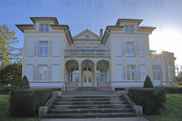 Villa Wertheimber built in 1898 in neo-renaissance style with backlight, staircase, Gustavsgarten, Bad Homburg, Taunus, Hesse, Germany