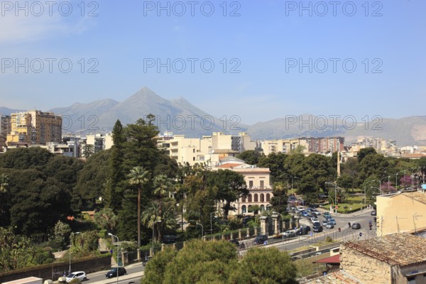 City of Palermo, view from the Campanile di San Giuseppe Cafasso over part of the city, Sicily, Italy