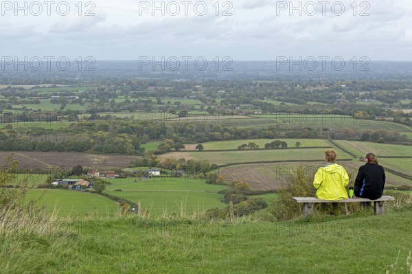 View down the valley, Edburton Hill, South Downs Way near Shoreham by Sea, West Sussex, England, United Kingdom