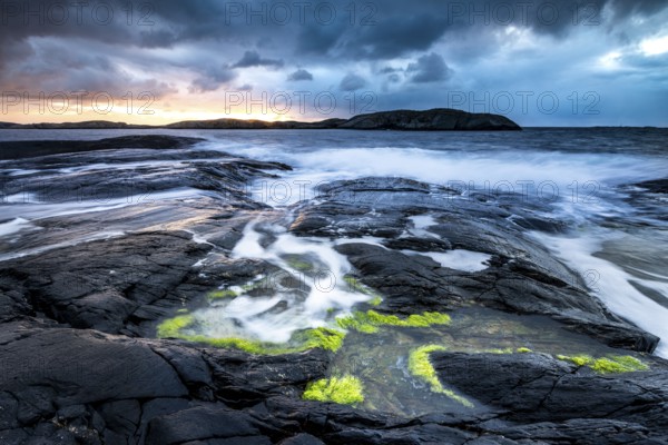 Water on the rocky coast on the Atlantic Road, Atlanterhavsveien, Karvag, Vevang, west coast, Norway