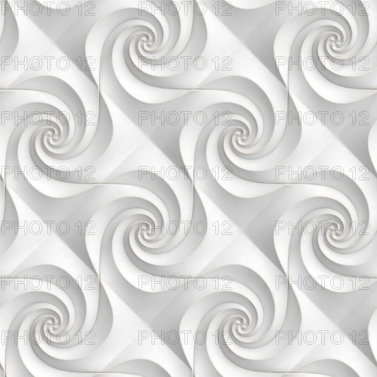A captivating 3D illustration of seamless, swirling geometric patterns, ideal for wallpapers and graphic designs, presented in a soothing monochrome palette
