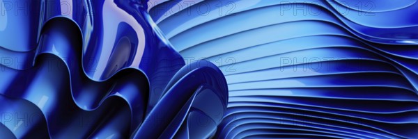 Abstract design of fluid blue waves with smooth curves and dynamic movement. The vibrant shades create an illusion of motion, offering a modern, futuristic feel