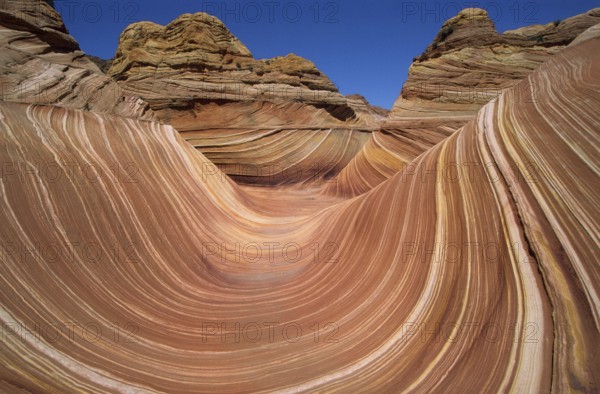 USA, Arizona, The Wave, The Wave, Paria-Vermillion Wilderness, North Coyote Buttes, Sandstone Formation, North Coyote Buttes, Arizona, USA
