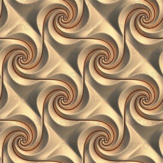 A high-quality image of a seamless pattern featuring 3D geometric designs that mimic the flowing motion of sun waves, rendered in soft golden tones for use in various digital and print backgrounds
