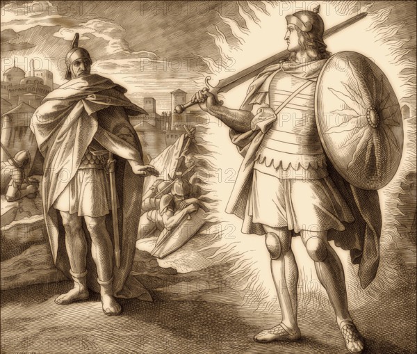 Joshua and the Angel, Old Testament, by Julius Schnorr von Carolsfeld, 1860