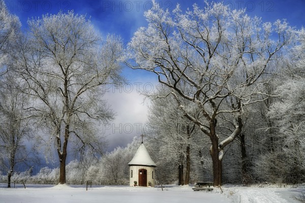 Germany, Upper Franconia, The Fatima Chapel in winter, Fichtelgebirge, Upper Franconia, Germany