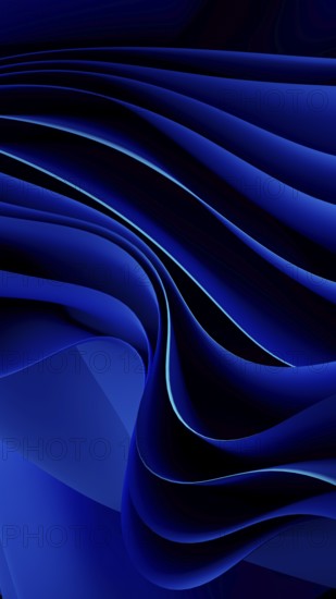 Smooth, flowing blue waves form an abstract background, resembling a digital landscape. The design evokes a sense of technology and modernity, suitable for various applications