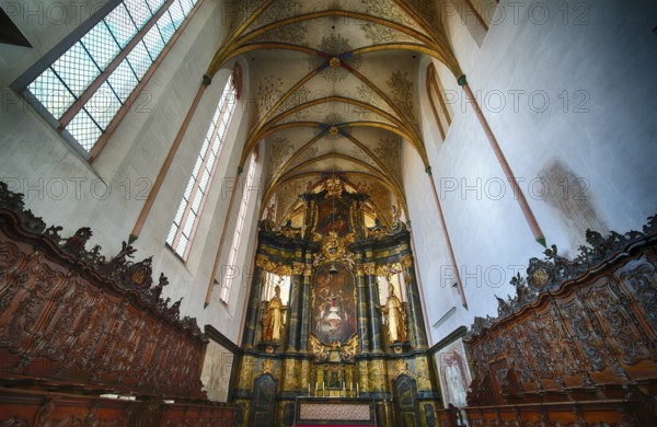 Interior view, view of the choir room, choir stalls, Dominican Church, Bad Wimpfen, Kraichgau, Baden-Württemberg, Germany