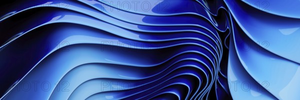 Abstract blue waves create a stunning visual with curved, flowing layers. The dynamic motion and gradient shading offer a modern and artistic feel for digital projects
