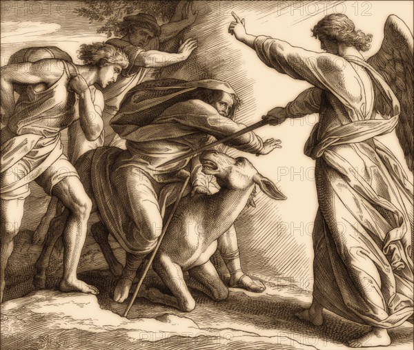 Balaam and the angel, Balaam's Donkey, Old Testament, by Julius Schnorr von Carolsfeld, 1860