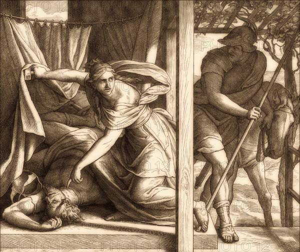 Jael Shows Barak the Body of Sisera, Old Testament, by Julius Schnorr von Carolsfeld, 1860