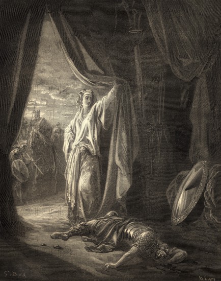 Jael Shows Barak the Body of Sisera, Old Testament, Gustave Doré, 1863