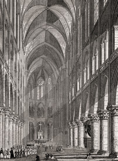 The Church of Notre-Dame de Paris, antique steel engraved print, 1831