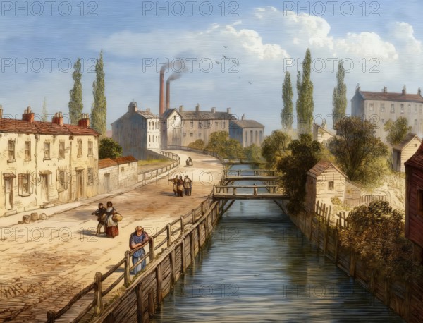 The Fleet River at Battle Bridge, near King's Cross, 1810, London, UK