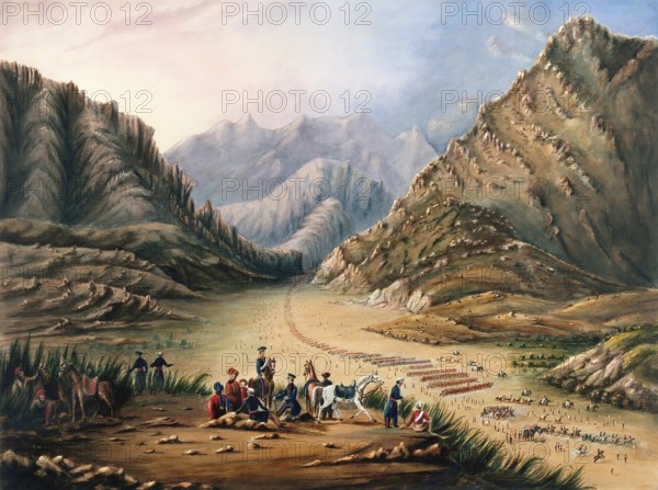 Cavalry drill in the mountains, Afghanistan