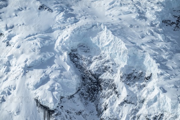 Detail, glacier, aerial view, Alaska Range, Denali National Park, Alaska, USA