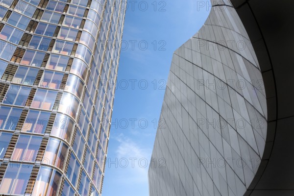 Modern high rise glass fronted British architecture, a business district on the south bank of the River Thames in London, capital city of the United Kingdom