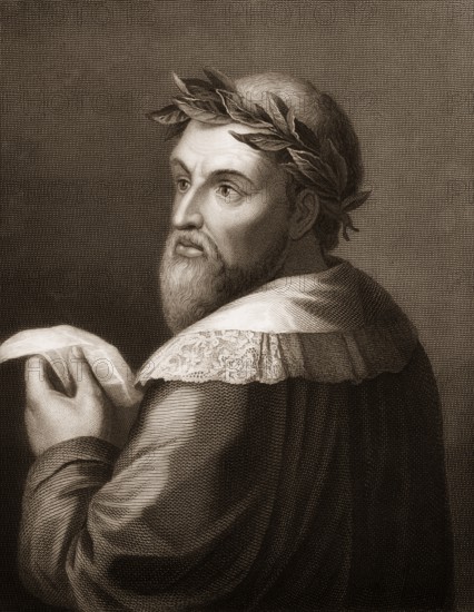 Steel engraving, c. 1860, Ludovico Ariosto or Ariost, 1474 - 1533, an Italian humanist, author and soldier, Ludovico Ariosto oder Ariost, 1474 - 1533, ein italienischer Humanist, Militär und Autor