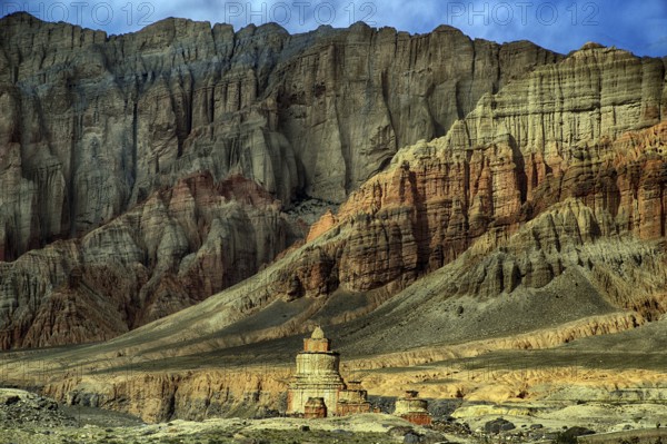 Nepal. Landlocked country in the Himalayas, Mustang, Mountains, Red Cliffs near Dankar