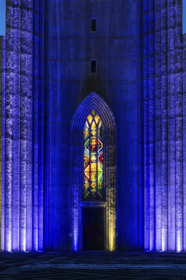 Hallgrímskirkja, Evangelical Lutheran Parish Church of the Icelandic State Church, Blue Hour, Winter, Reykavik, Iceland, Scandinavia