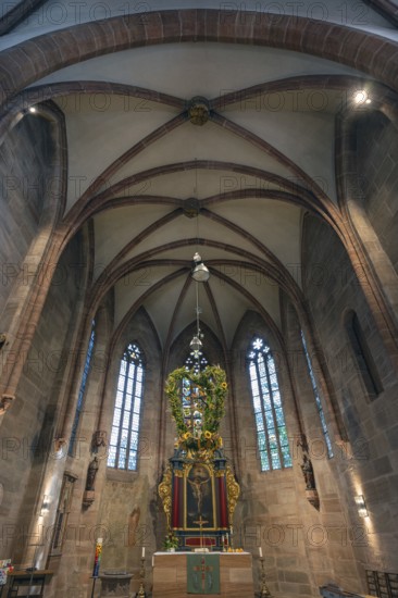 Chancel of the Church of St Nicholas and St Ulrich, nave built around 1400, Kirchenberg 15, Nuremberg-Mögeldorf, Middle Franconia, Bavaria, Germany