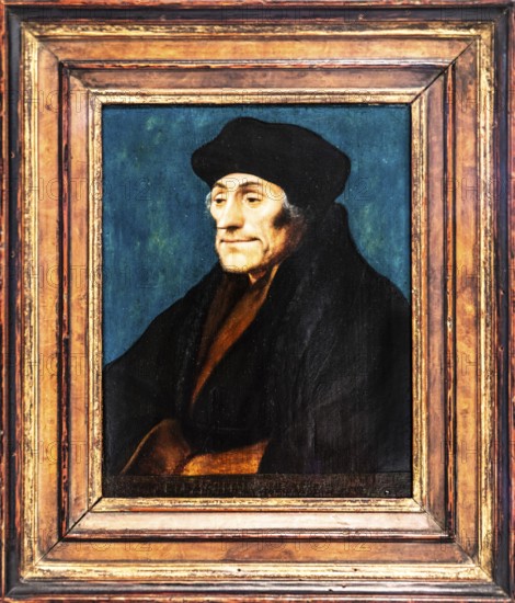 Portrait of Desiderius Erasmus, 1532 by Hans Holbein the Younger, FENIX, museum on the theme of migration, in a historic warehouse in Katendrecht, hub for emigrants overseas, Rotterdam, the Netherlands
